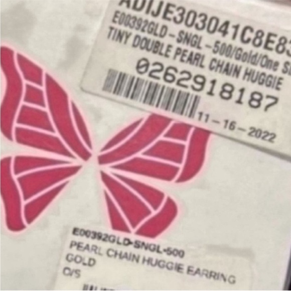 Adina Eden 14k Tiny Double Pearl Chain Huggie Earring - Picture 3 of 3